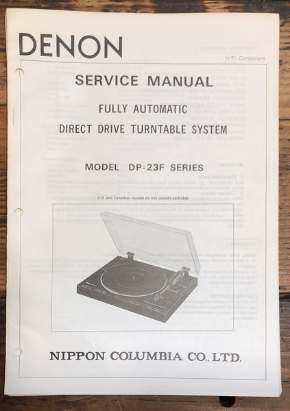 Denon DP-23F Record Player / Turntable Service Manual *Original*
