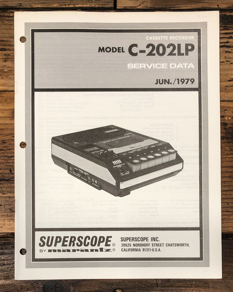 Superscope C-202 LP C-202LP Portable Cassette Service Manual *Original*