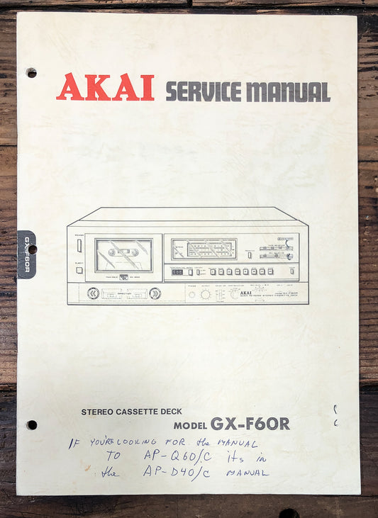 Akai GX-F60R Cassette Service Manual *Original*