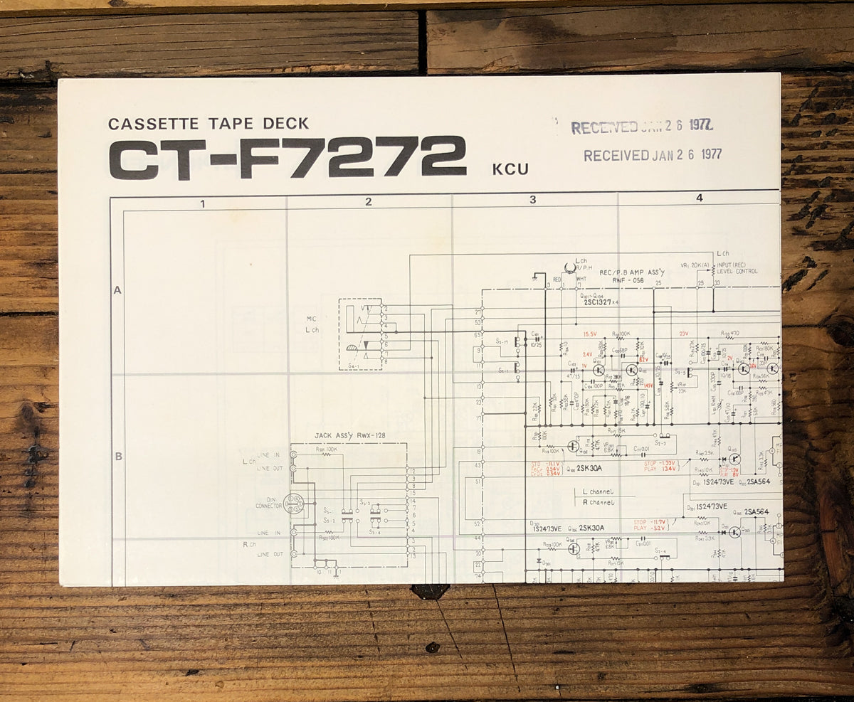 Pioneer CT-F7272 Cassette  Fold Out Schematic *Original*