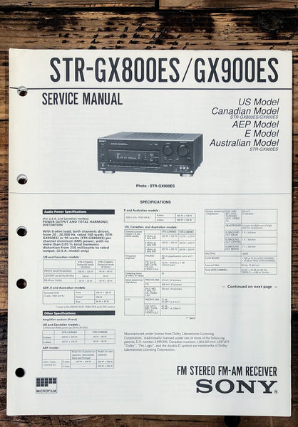 Sony STR-GX800ES STR-GX900ES Receiver  Service Manual *Original*