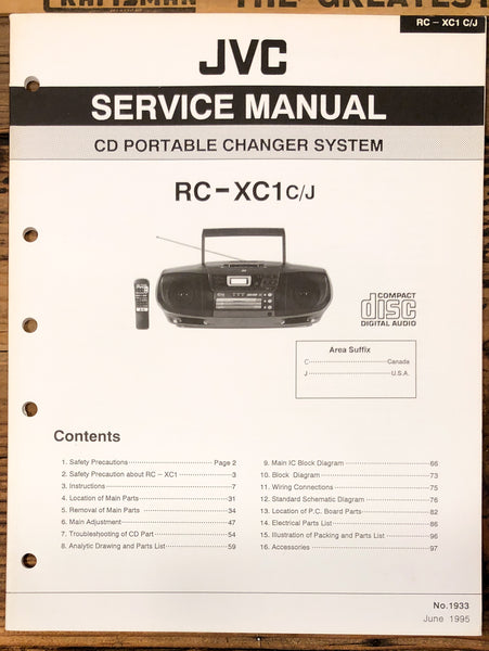 JVC RC-XC1 Portable Radio  Service Manual *Original*