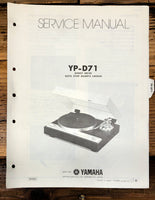 Yamaha YP-D71 Record Player / Turntable  Service Manual *Original*