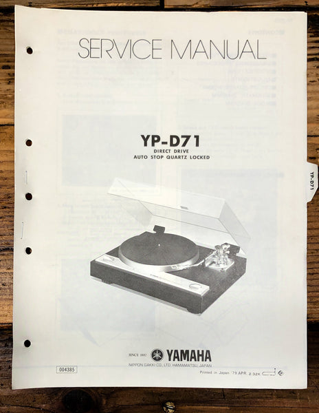 Yamaha YP-D71 Record Player / Turntable  Service Manual *Original*