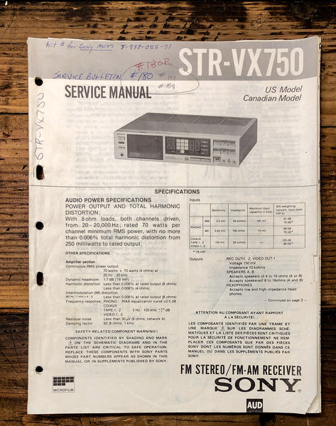 Sony STR-VX750 Receiver  Service Manual *Original*