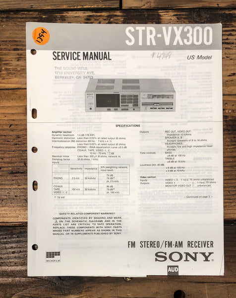 Sony STR-VX300 Receiver Service Manual *Original*