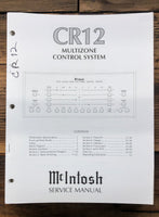 McIntosh CR12 CR-12 Remote Control Center  Service Manual *Original*