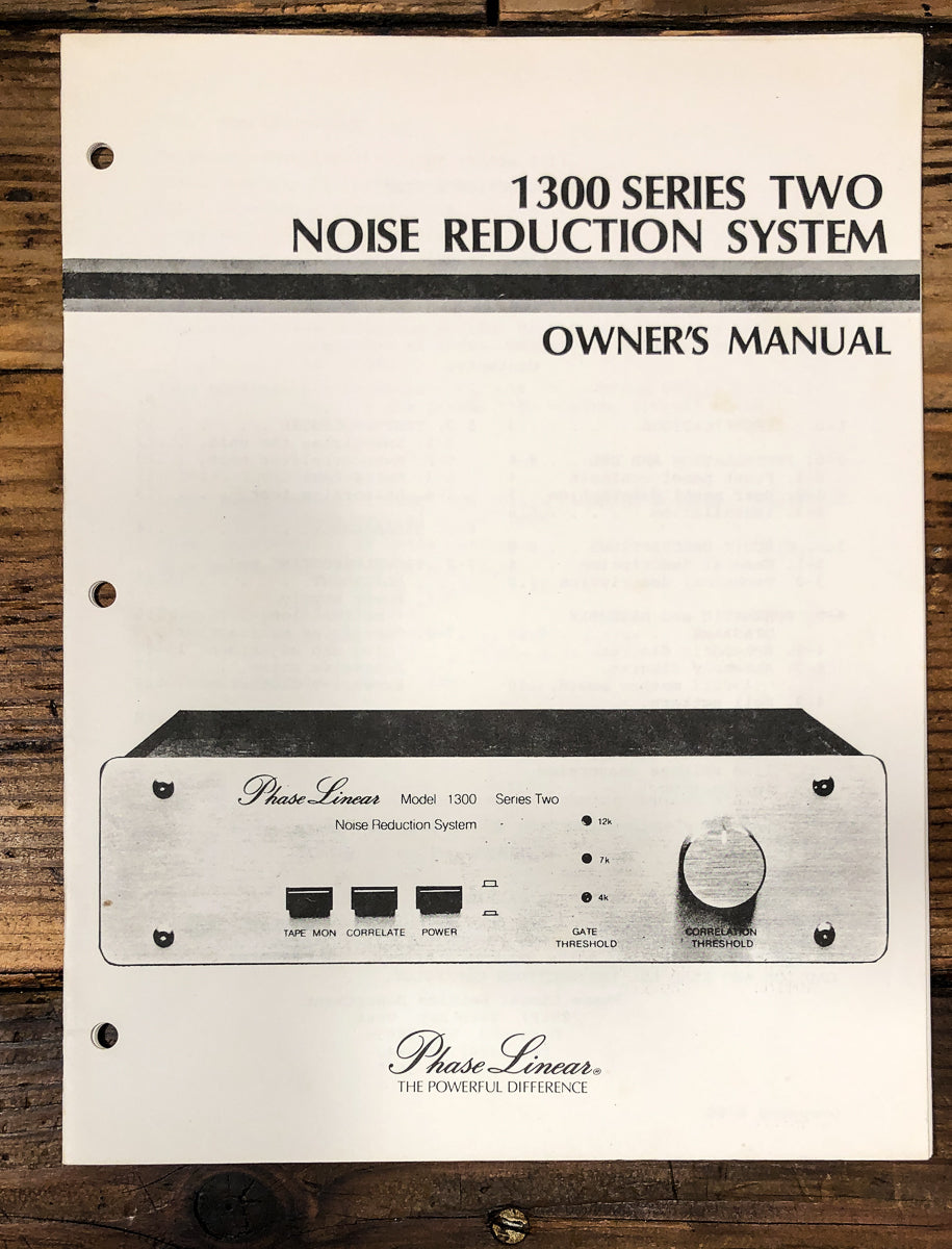 Phase Linear Model 1300 Series 2 Noise Reduction Owners / User Manual *Original*
