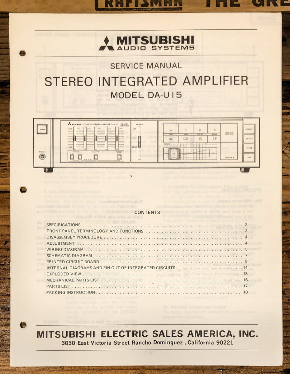 Amplifier Service Manual *Original* – Vintage Audio Store - Vintage ...