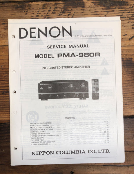 Denon PMA-980R Amplifier  Service Manual *Original*