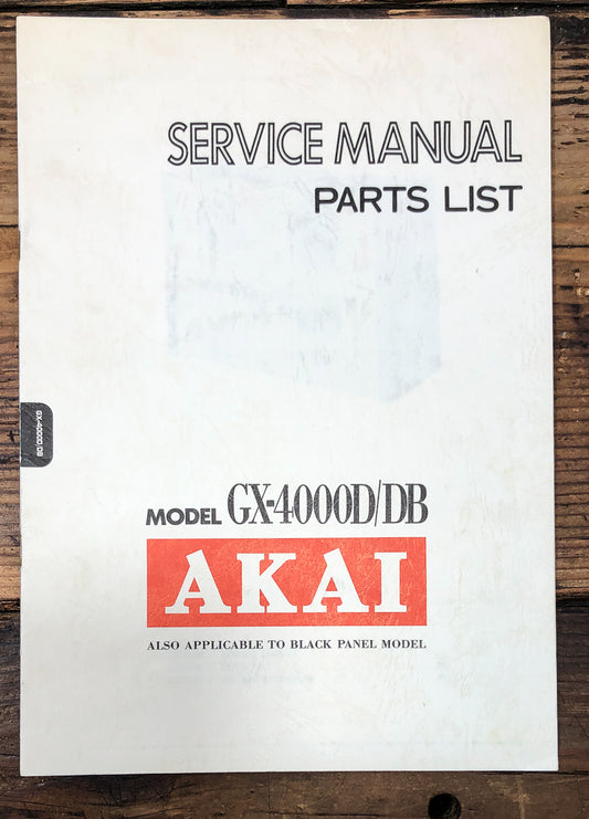 Akai GX-4000D GX-4000DB Reel to Reel Service Manual *Original*