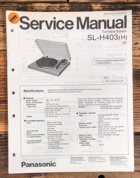 Technics SL-H403 Record Player / Turntable  Service Manual *Original*