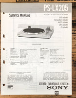Sony PS-LX205 Record Player / Turntable  Service Manual *Original*