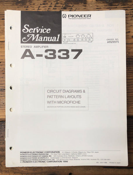 Pioneer A-337 Amplifier  Service Manual *Original*