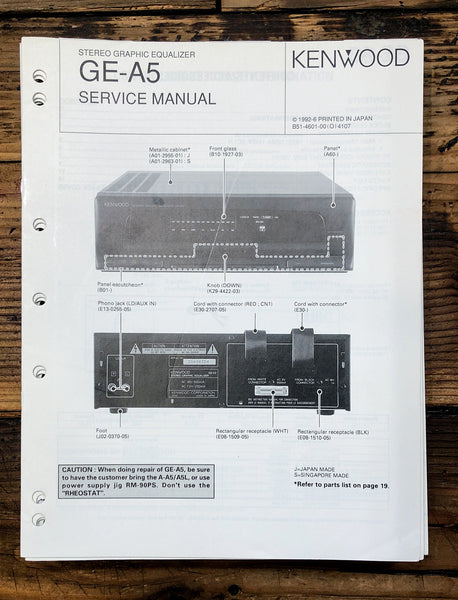 Kenwood GE-A5 Equalizer  Service Manual *Original*