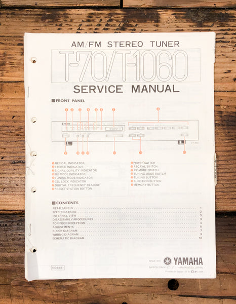 Yamaha T-70 T-1060 Tuner Service Manual *Original*