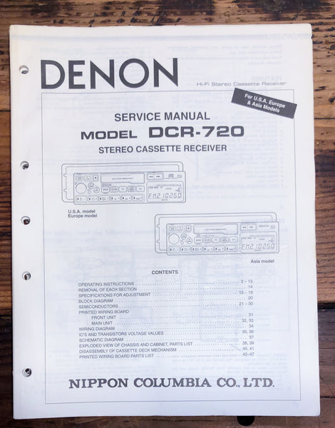 Denon DCR-720 Cassette  Service Manual *Original*