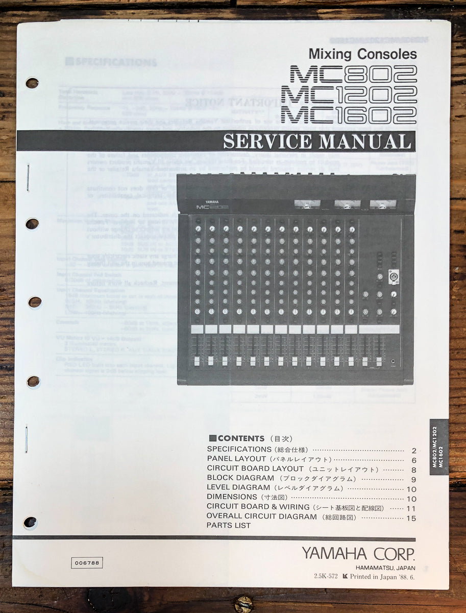 Yamaha MC802 MC1202 MC1602 Mixing Console Service Manual *Original*