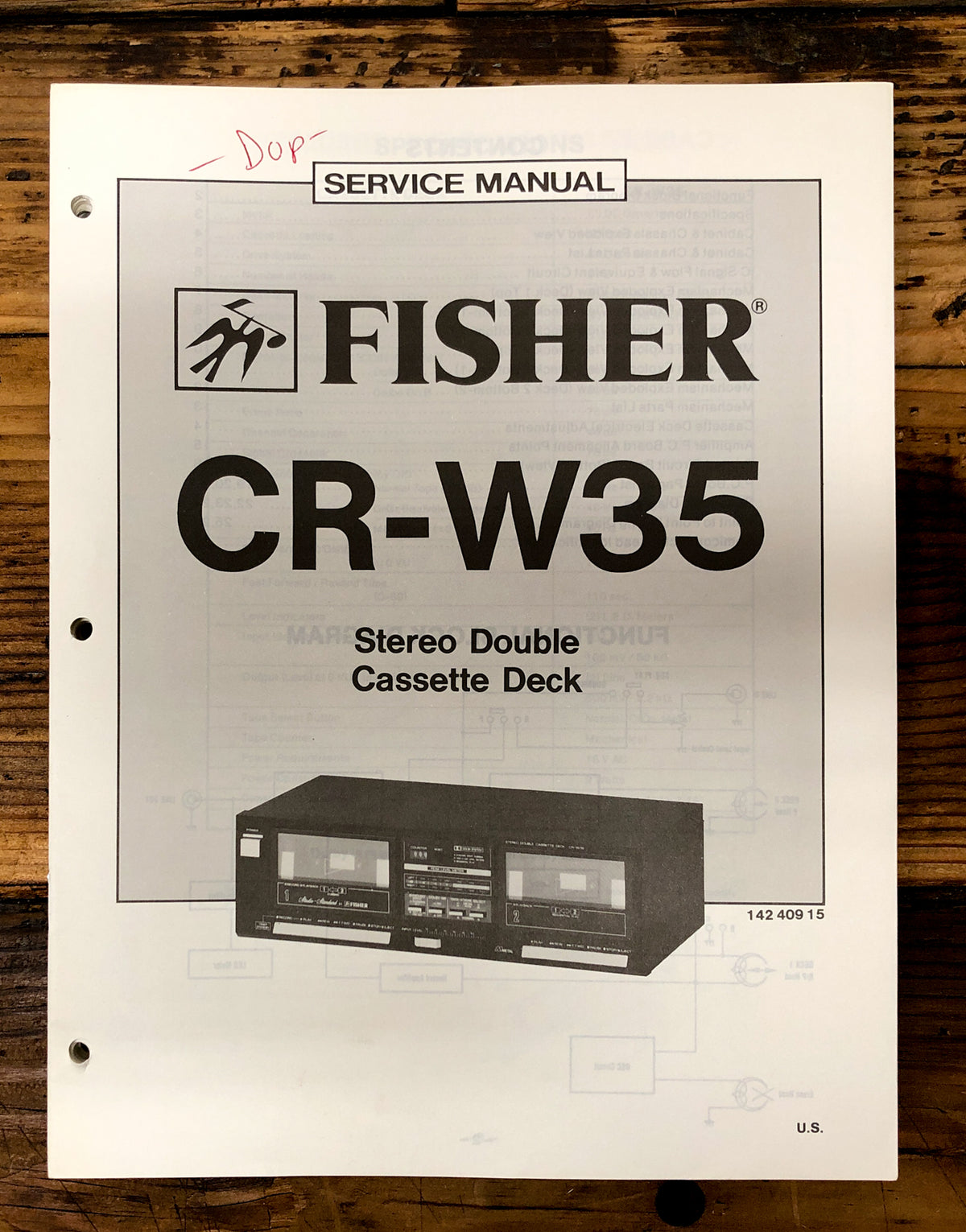Fisher CR-W35 Cassette Deck  Service Manual *Original*