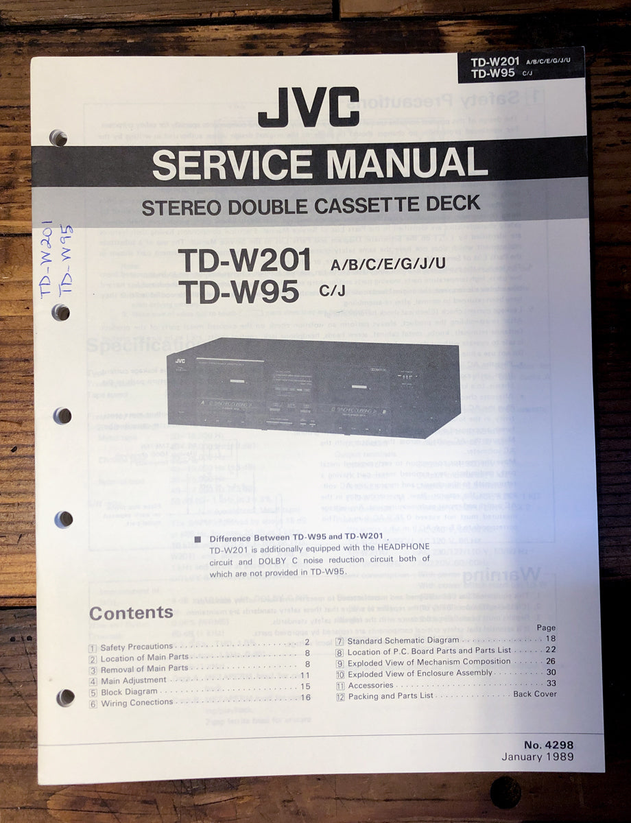 JVC TD-W201 TD-W95   Service Manual *Original*