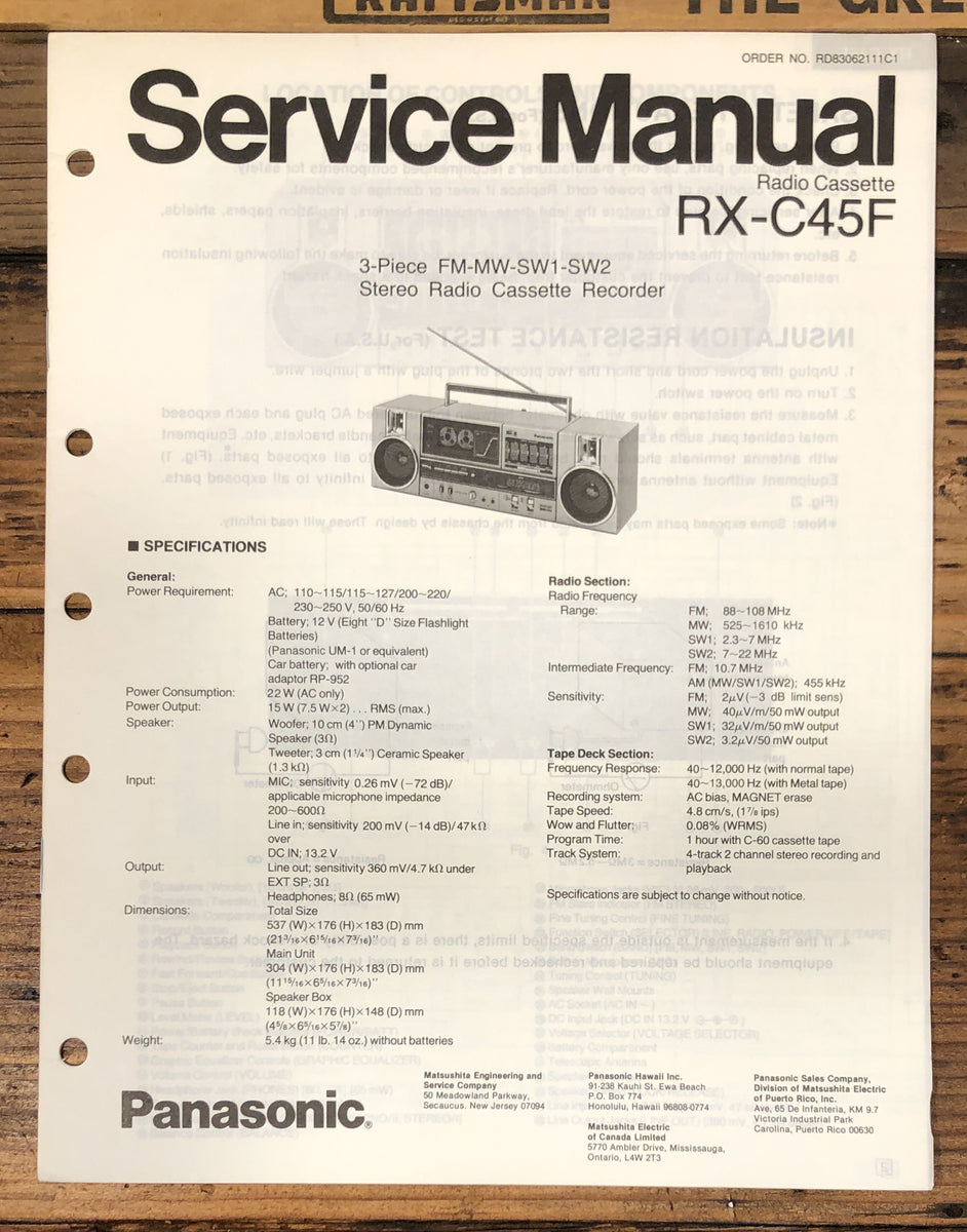 Portable Stereo Service Manual – Vintage Audio Store - Vintage Service ...