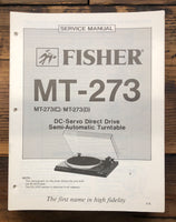 Fisher MT-273 Record Player / Turntable Service Manual *Original*
