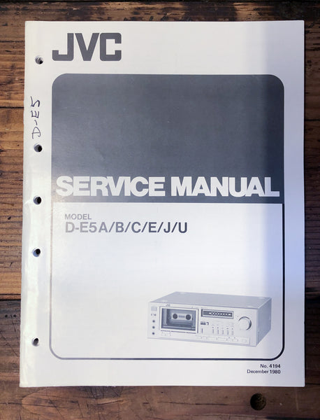 JVC D-E5 Cassette  Service Manual *Original*
