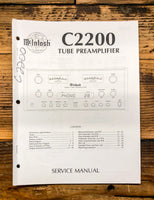 McIntosh C2200 C-2200 Preamp / Preamplifier  Service Manual *Original*