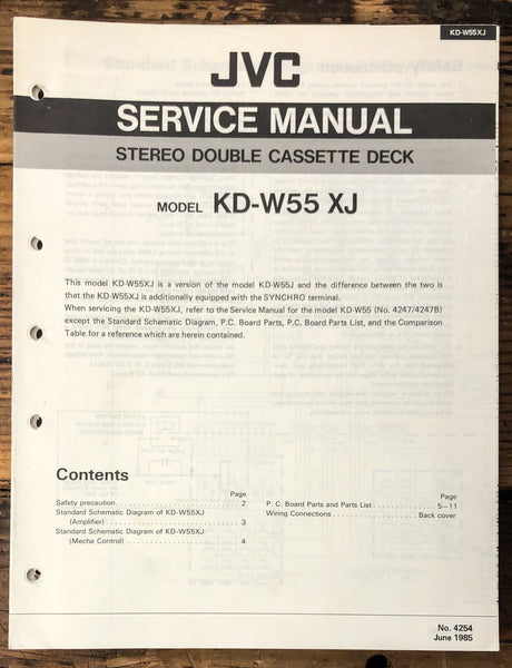 JVC KD-W55 Cassette  Service Manual *Original*
