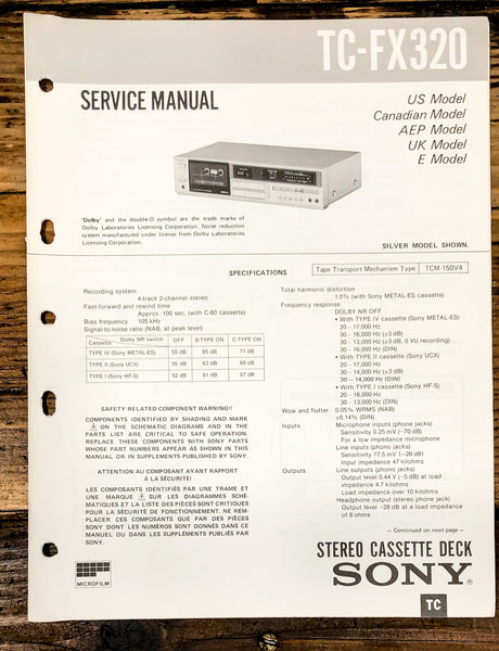 Sony TC-FX320 Cassette Service Manual *Original*