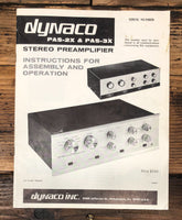 Dynaco PAS-2X PAS-3X Preamp / Preamplifier Assembly & Service Manual *Original*