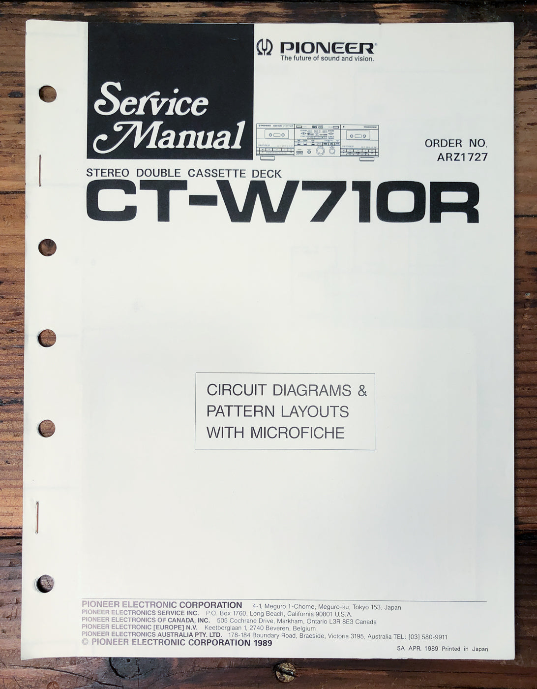 Pioneer CT-W710R Double Cassette Deck Service Manual *Original*