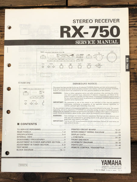 Yamaha RX-750 Receiver  Service Manual *Original*