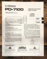 Pioneer PD-7100 CD Player Owners / User Manual *Original*
