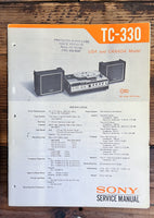 Sony TC-330 Reel to Reel  Service Manual *Original*
