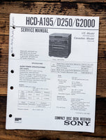 Sony HCD-A195 HCD-D250 HCD-G2000 Stereo  Service Manual *Original*