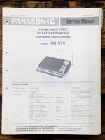 Panasonic SG-376 Record Player / Turntable  Service Manual *Original*