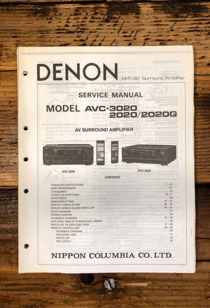 Denon AVC-2020 AVC-3020 -2020G AV Amplifier  Service Manual *Original*