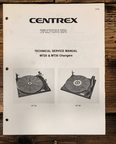 Pioneer / Centrex MT20 MT30 MT-20 MT-30 Record Changer Service Manual *Original*