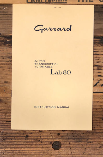 Garrard LAB80 Lab-80 Record Player / Turntable Owners / User Manual *Original*