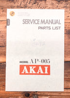 Akai AP-5 Record Player / Turntable  Service Manual *Original*