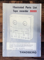 Tandberg Model 9000X Tape Recorder illustrated parts list  *Original*