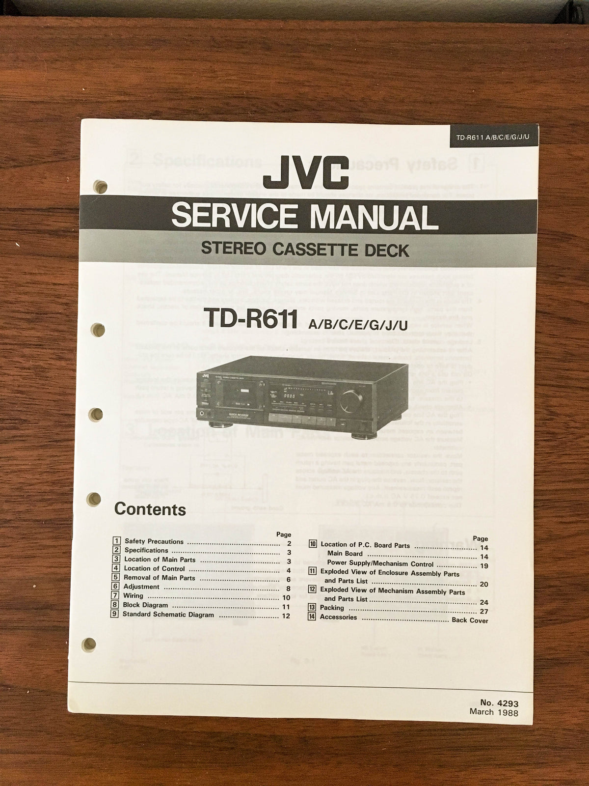 JVC TD-R611 Cassette Service Manual *Original*