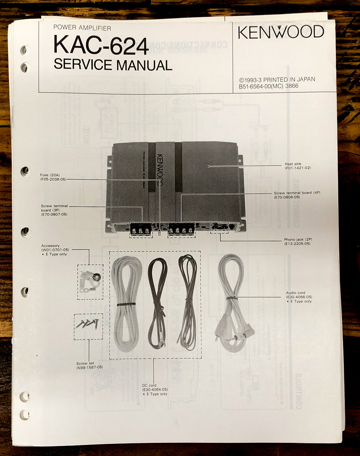 Kenwood KAC-624 Amplifier  Service Manual *Original*