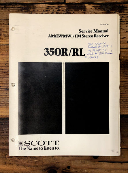 HH Scott Model 350R 350RL Receiver  Service Manual *Original*