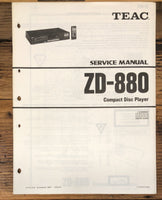 TEAC ZD-880 CD Player Service Manual *Original*