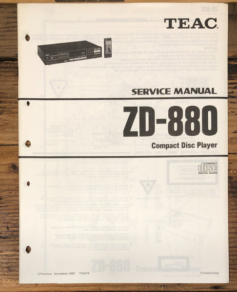 TEAC ZD-880 CD Player Service Manual *Original*