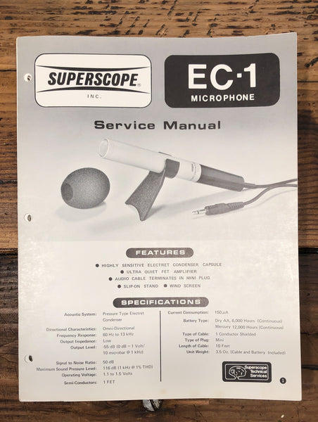 Superscope EC-1 Microphone  Service Manual *Original*