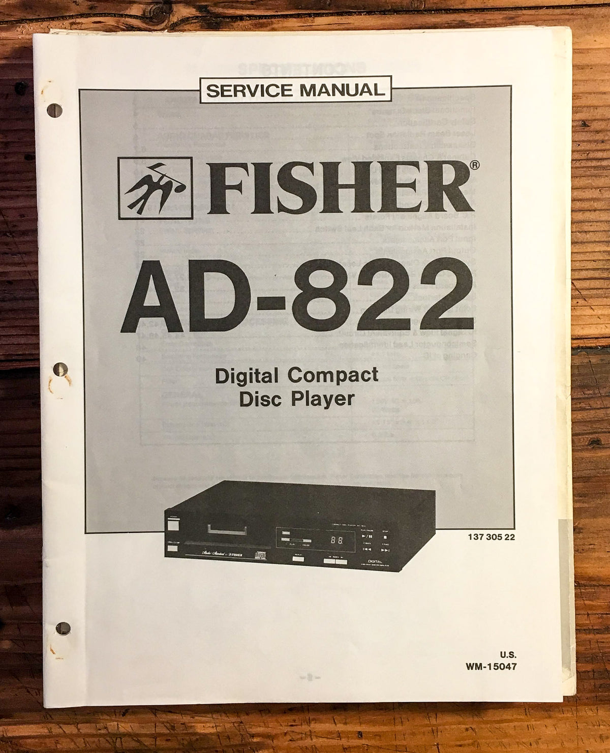 Fisher AD-822 CD Player  Service Manual *Original*