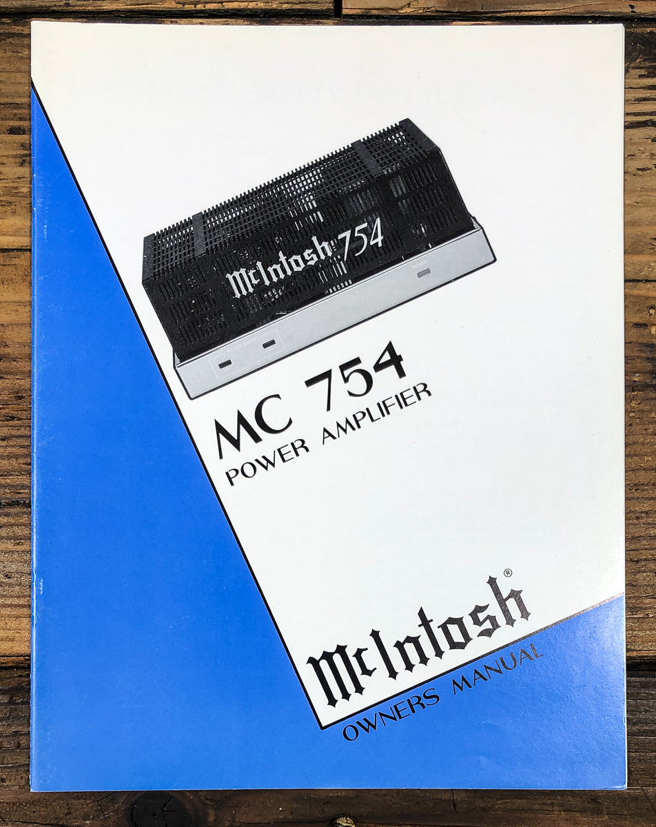 McIntosh MC-754 MC 754 Amplifier Owners / User Manual *Original*